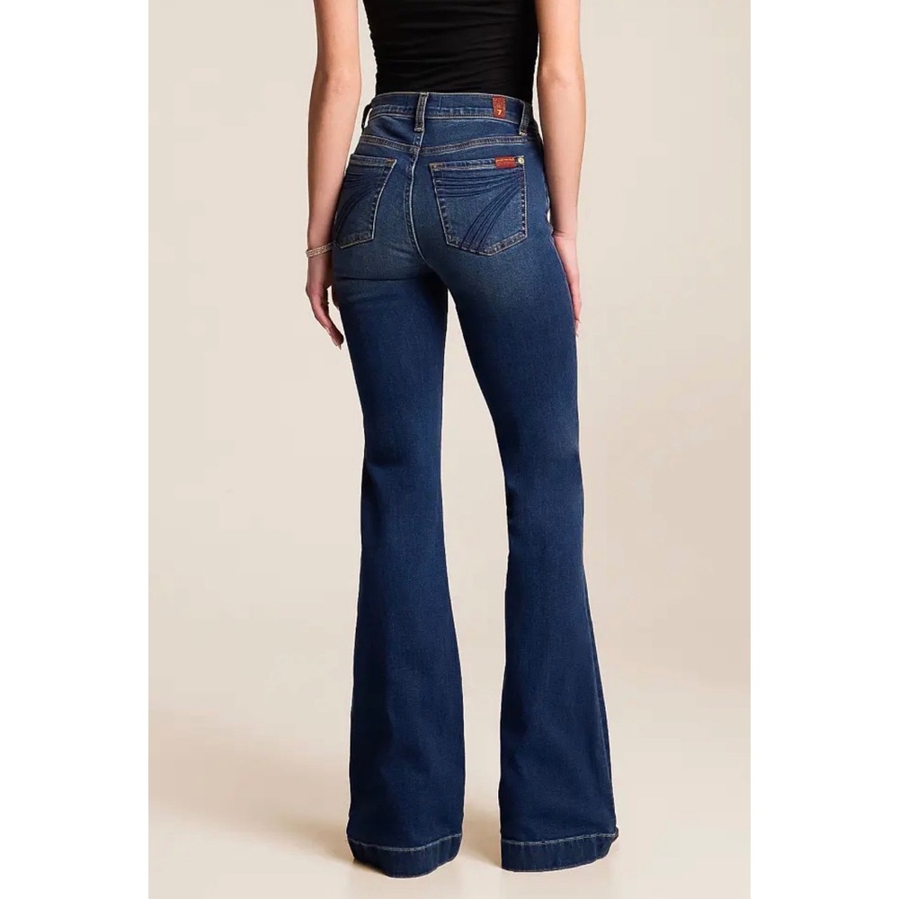 7 For All Mankind Dojo Jeans Women 30x34 Blue Trouser Authentic Flare Leg Y2K - Picture 1 of 16